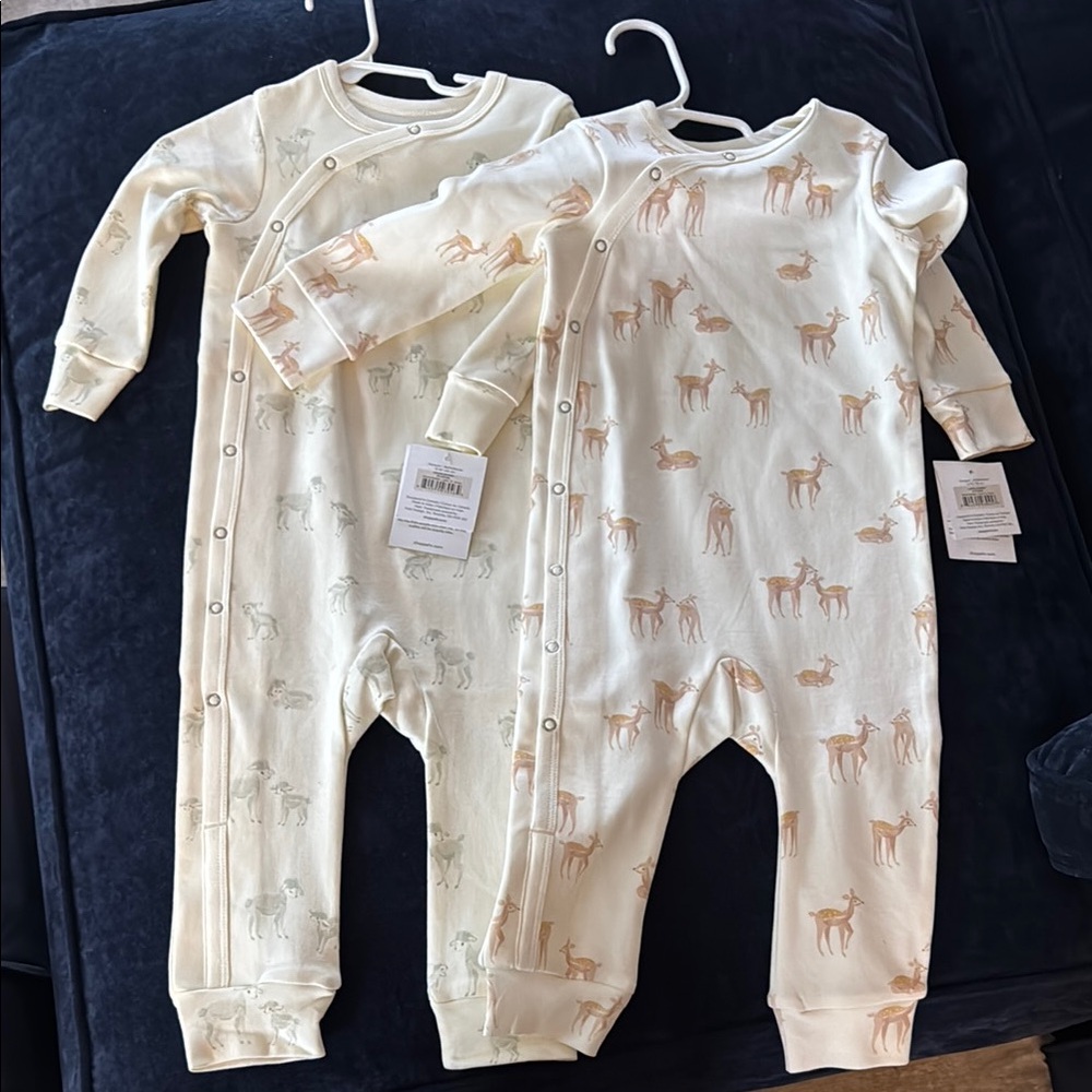 Cream Footies with Cute Animal Print